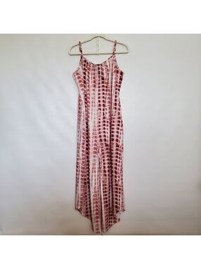 DROIMP TIE DYE ROMPER JUMPSUIT CROPPED WIDE-LEG SUMMER BEACHY BOHO LOUNGE (L)